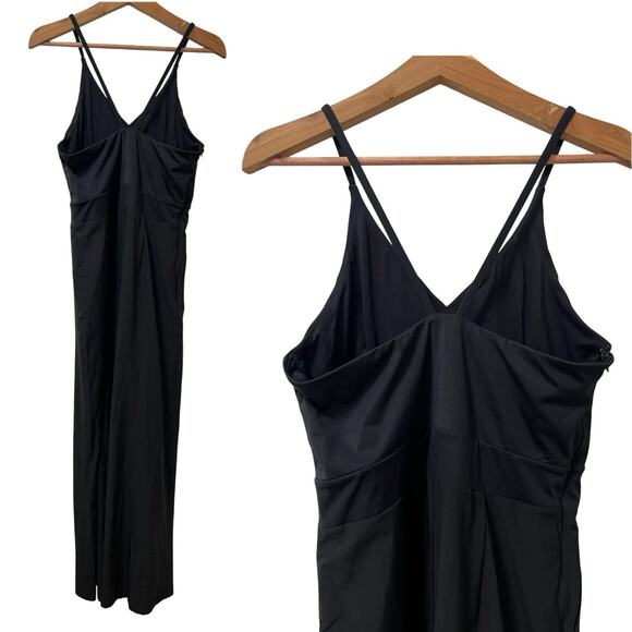Halara Breezeful Backless Wide Leg Quick Dry Resort Slip Jumpsuit Size L Black - Picture 2 of 6